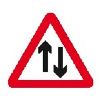Two Way Traffic Crosses A One Way Road Sign