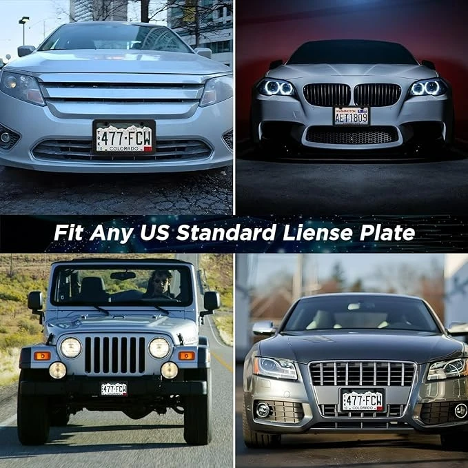 Heavy Duty Matte Black License Plate Frame Holder For Front & Rear Rustproof Stainless Steel License Plate Cover Car Accessories For Most Cars